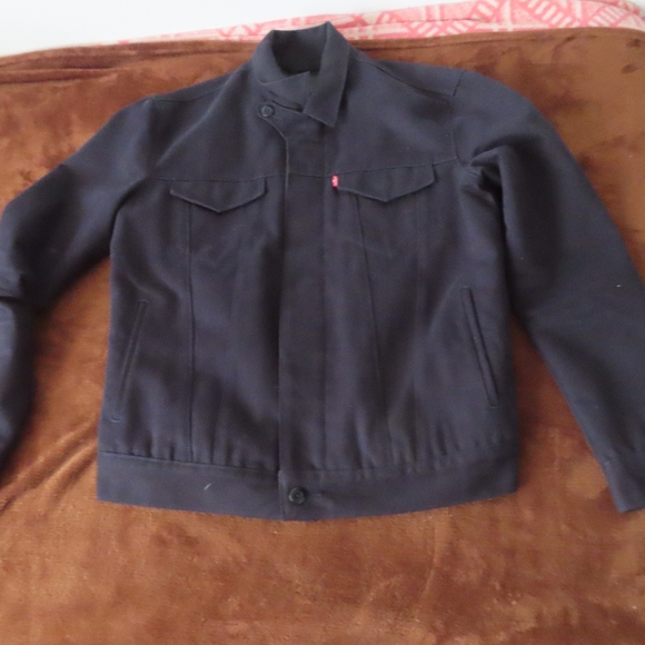 Levi’s navy blue canvas jacket Medium wool cotton trucker - Picture 1 of 9